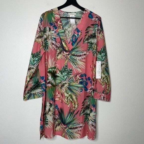 La Blanca Womens Size Small Pink Palm Tree Coverup Swimsuit Dress - Picture 5 of 8